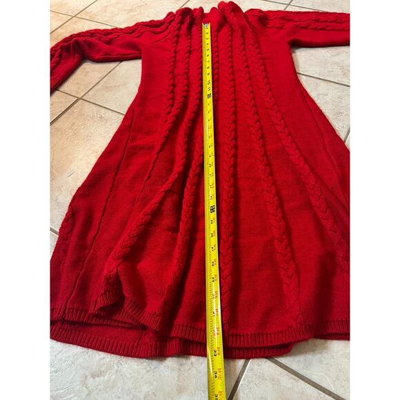 JH Jessica Howard Sweater Dress Womens Large Cable Knit Fit & Flare Red Holidays - Picture 8 of 8